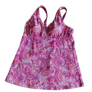 L.L. Bean Pink Paisley Tankini Top size 10
